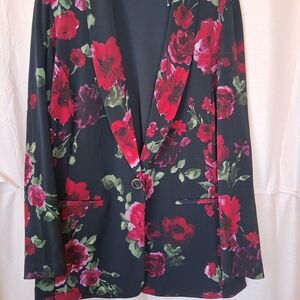 Susan Graver Red Floral Blazer
